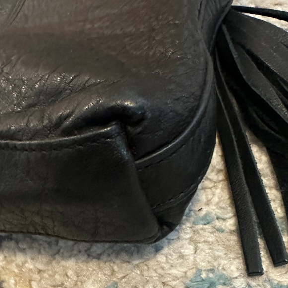 Margot pebbled black leather cross body with leather tassel w/silver hardware - Picture 3 of 14